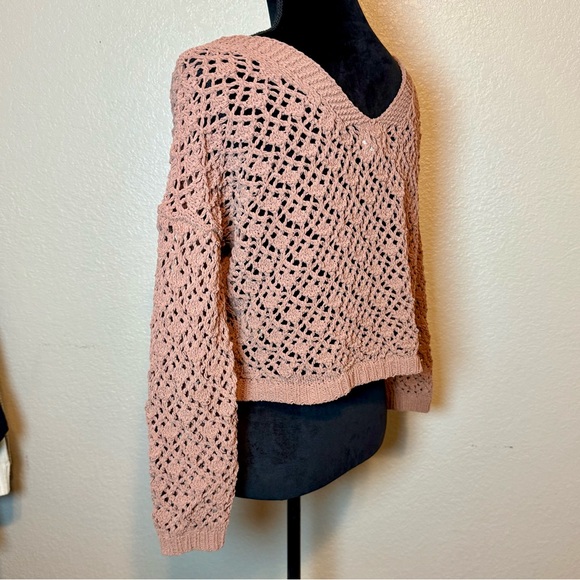 Artelier Nicole Miller Open-Knit Crochet Chenille Cropped Cardigan Sweater Small - Picture 5 of 12